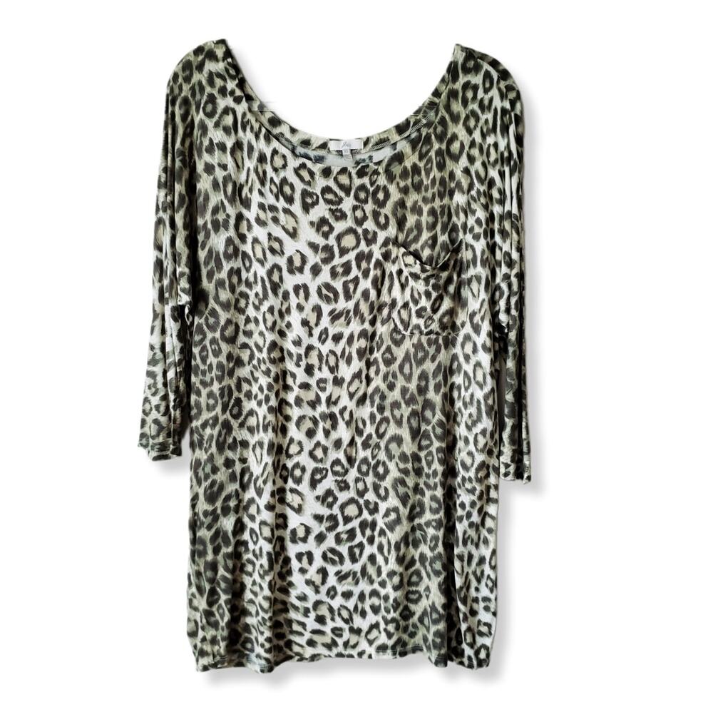 Joie Women Animal Print Tunic Top Mini Dress XS Scandi Cozy Easy Casual Relaxed